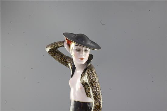 A large Rosenthal Art Deco figure of a Spanish dancing lady, modelled by Scwartzkopff, 41cm